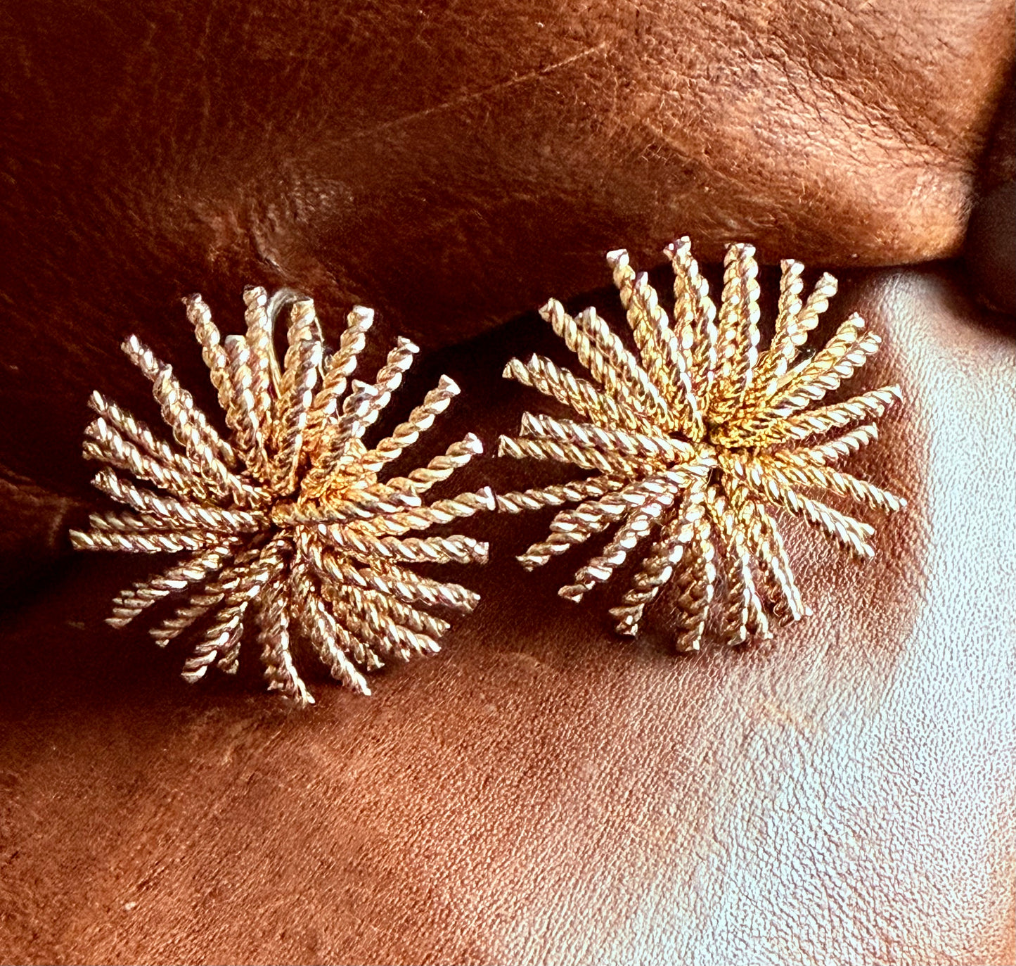 Bergère Vintage Signed Brilliant Sunburst Earrings and Pendant/Brooch Set