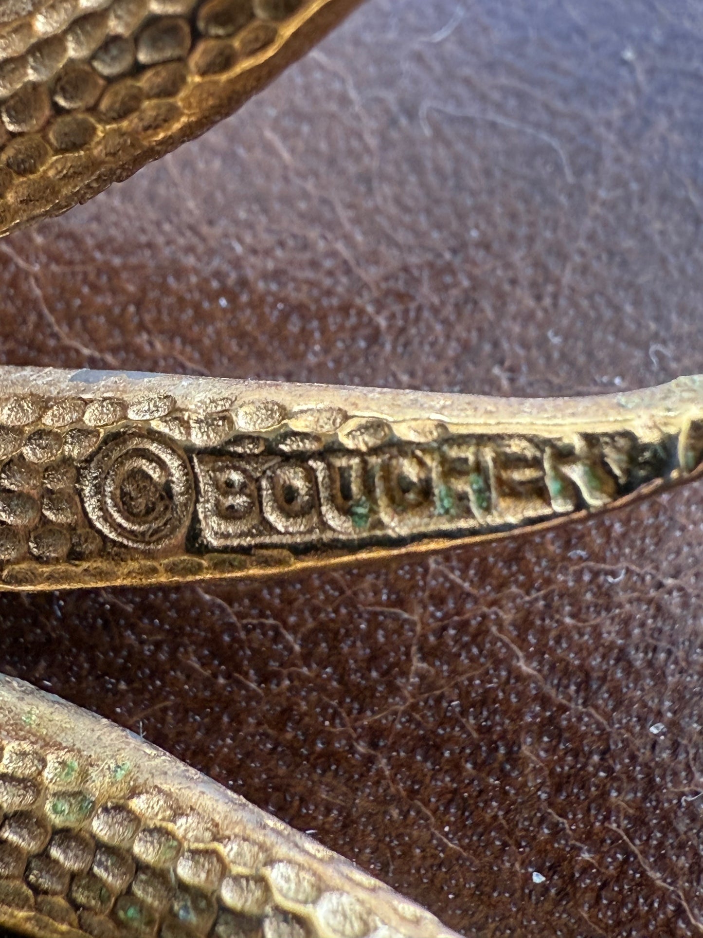 BOUCHER Vintage Floral Gold Tone Brooch with Faux Pearl Accent