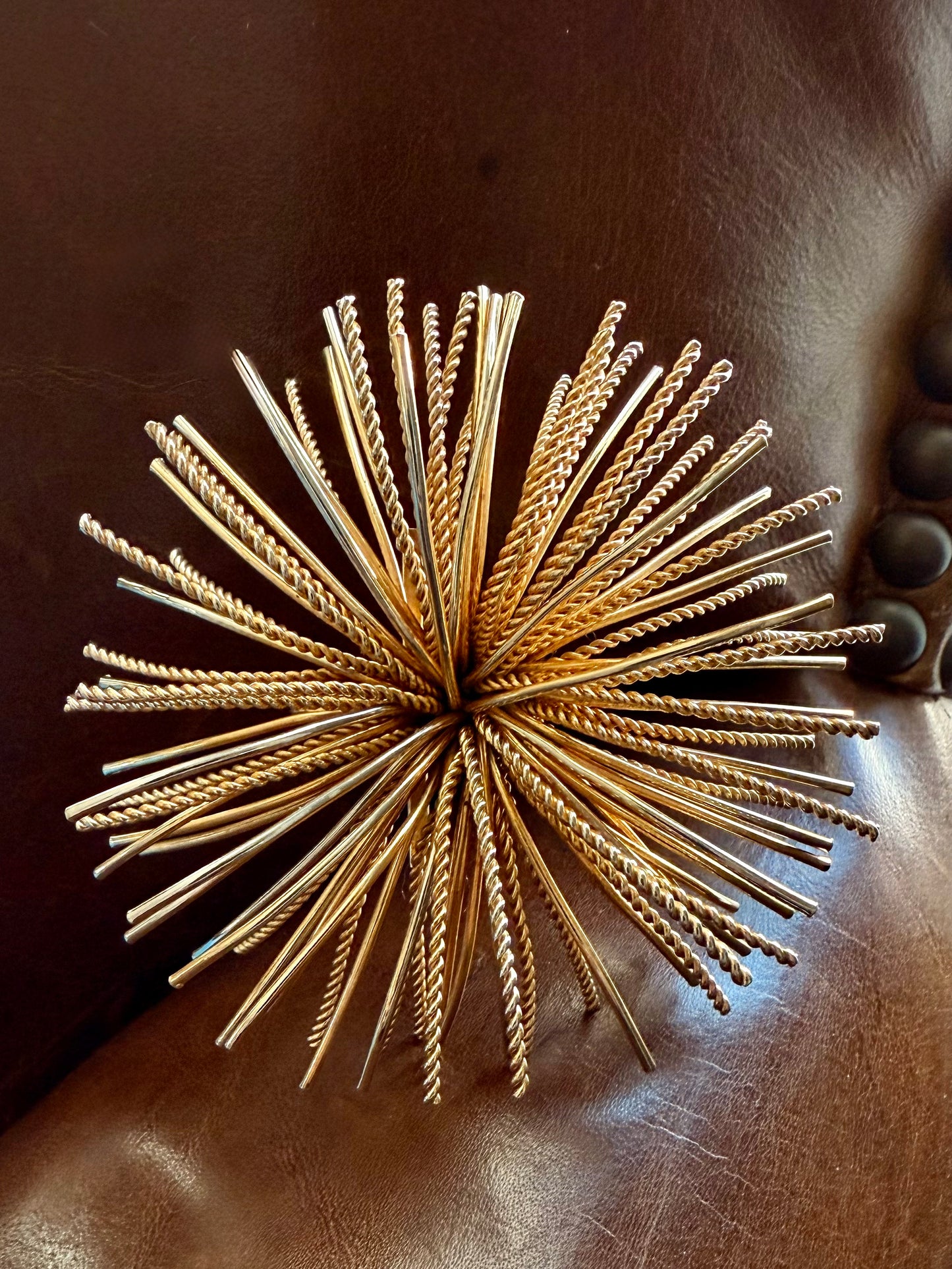Bergère Vintage Signed Brilliant Sunburst Earrings and Pendant/Brooch Set