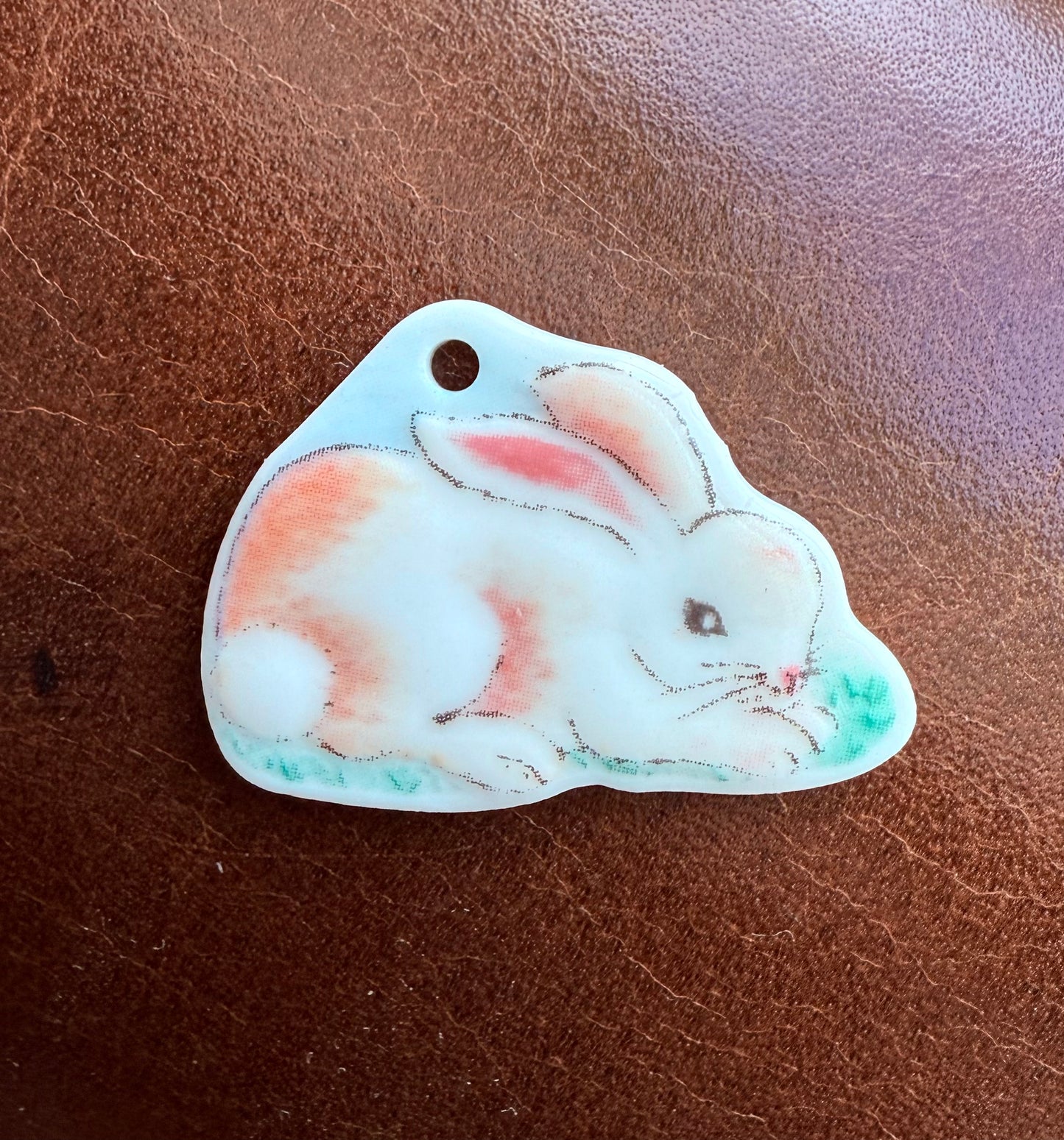 Longaberger 2001 Easter Basket Tie On Charm - Bunny Rabbit in Porcelain