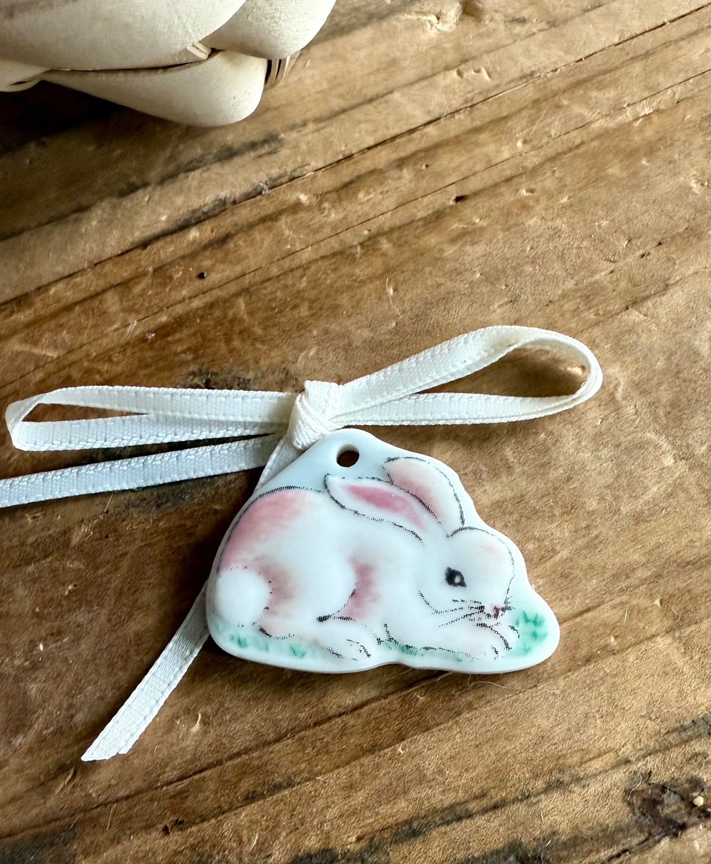 Longaberger 2001 Easter Basket Tie On Charm - Bunny Rabbit in Porcelain