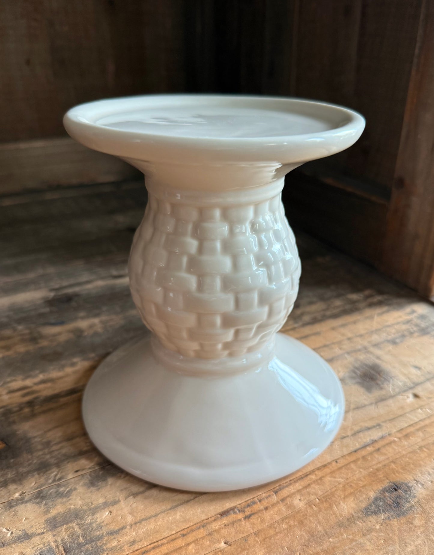 Longaberger Woven Traditions Ivory Pedastal Pillar Candle Holder