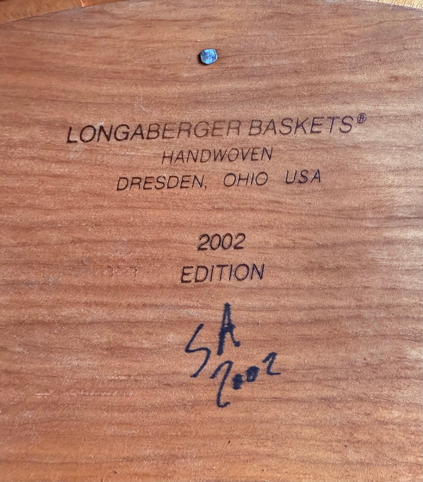 Longaberger 2002 Classic Large Easter Basket with Jelly Bean Patterned Liner and Plastic Basket Protetor Insert