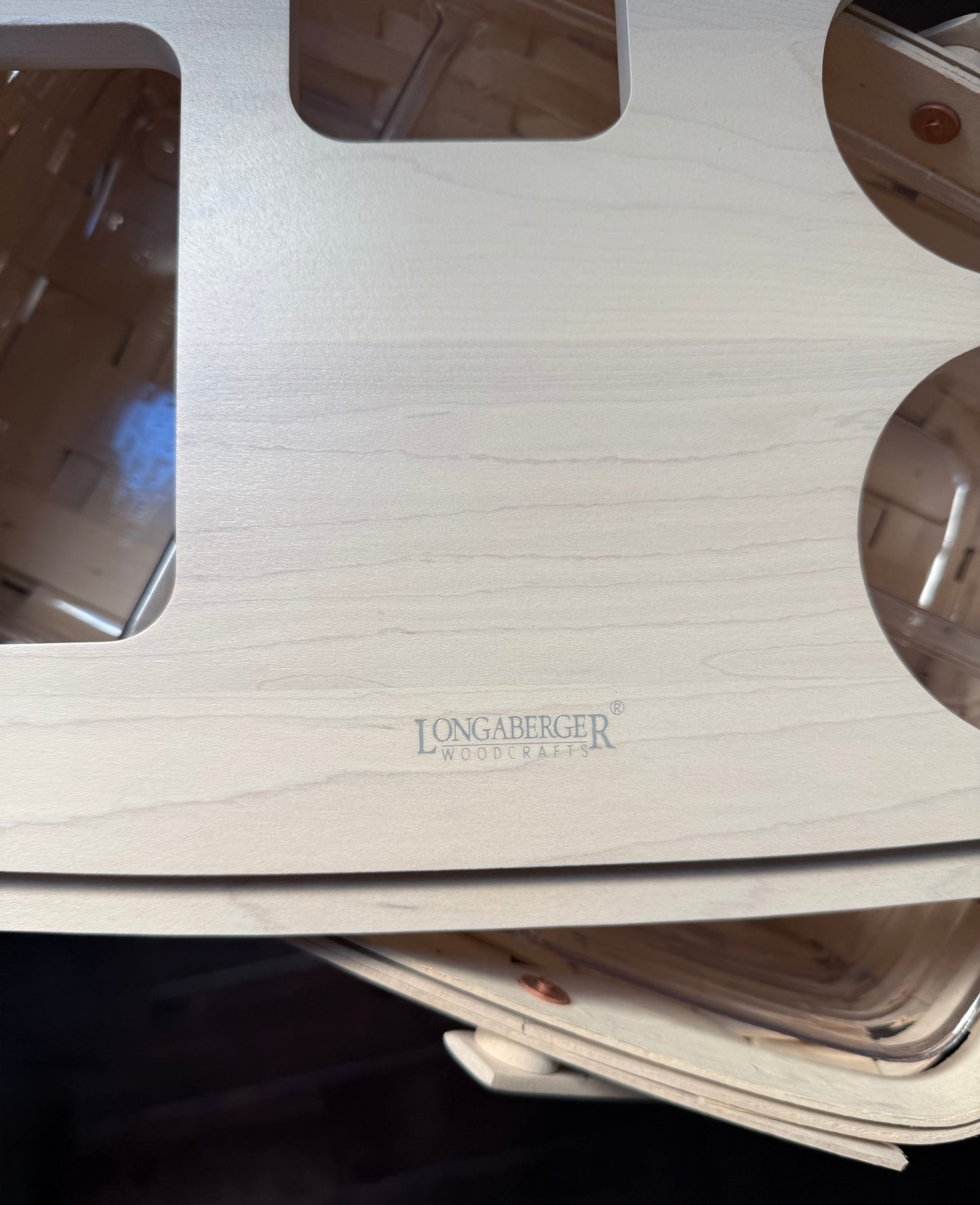 Longaberger 2002 Gathering Basket with Plactic Insert and Wood-Carved Top
