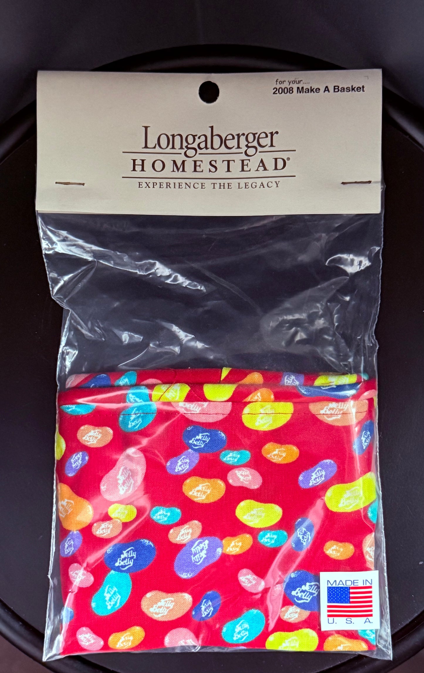 Longaberger 2008 Red Jelly Bean Printed Cotton Easter Basket Liner From the 'Make A Basket' Collection