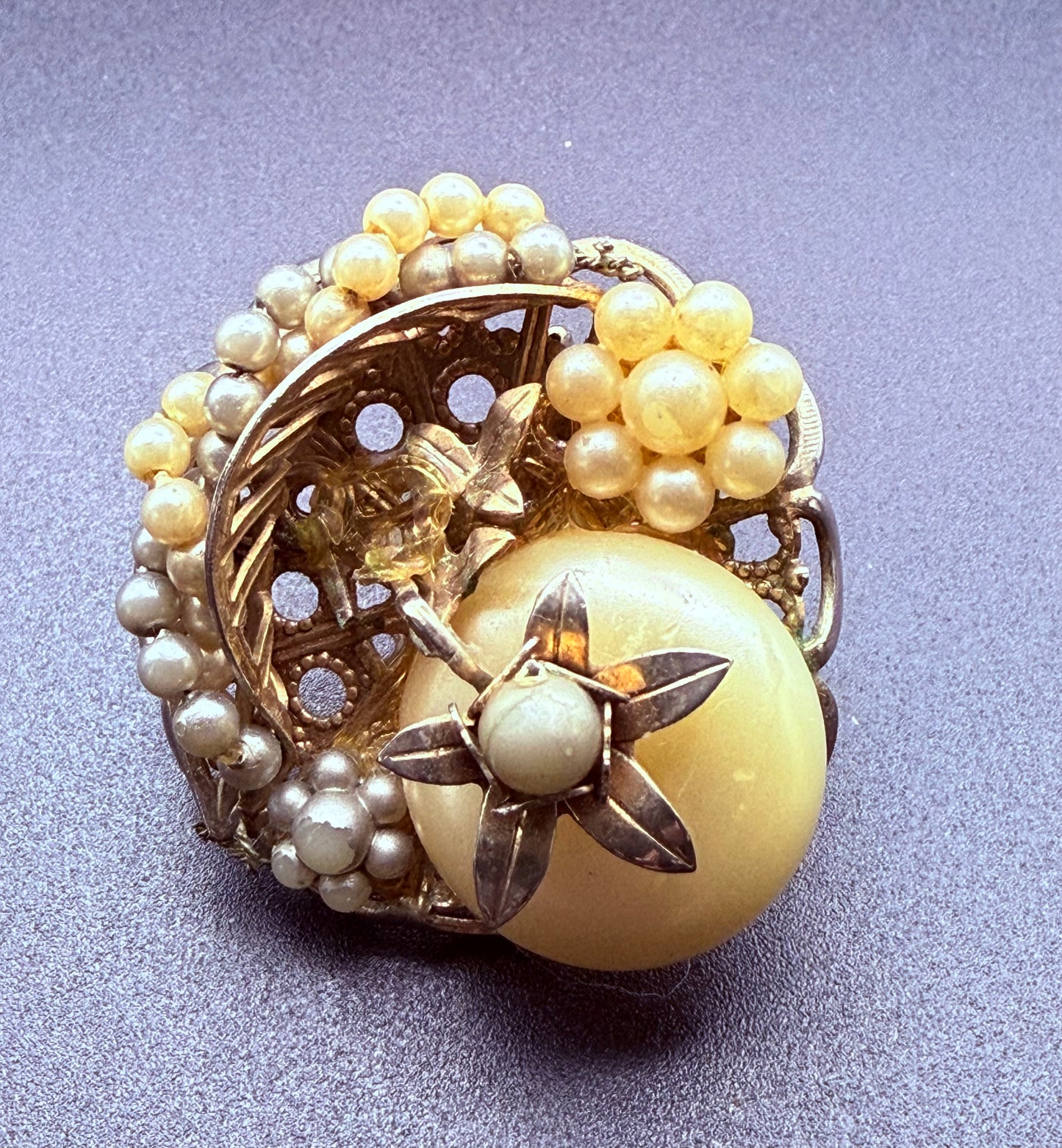 Vintage 1950s Statement Earrings with Faux Pearl
