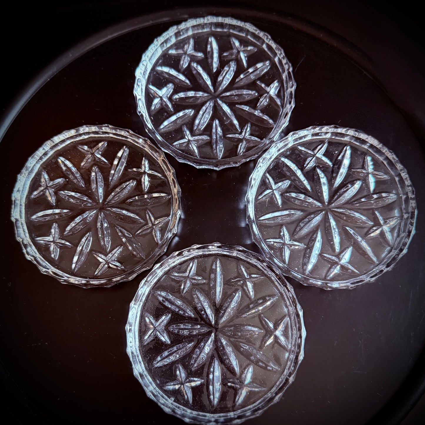 Gorham 1831 Lady Anne Crystal Serving Dish and Set of 4 Coasters