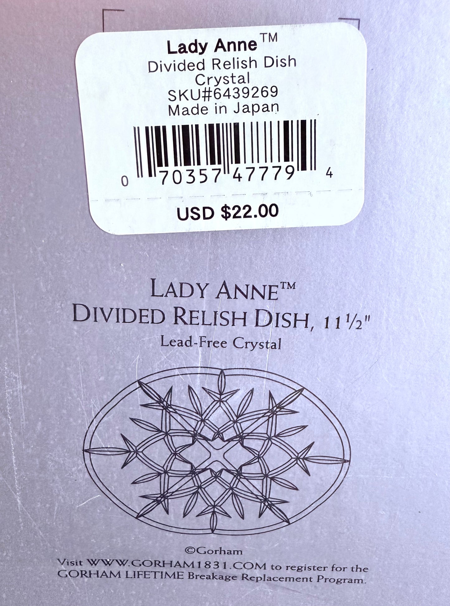 Gorham 1831 Lady Anne Crystal Serving Dish and Set of 4 Coasters