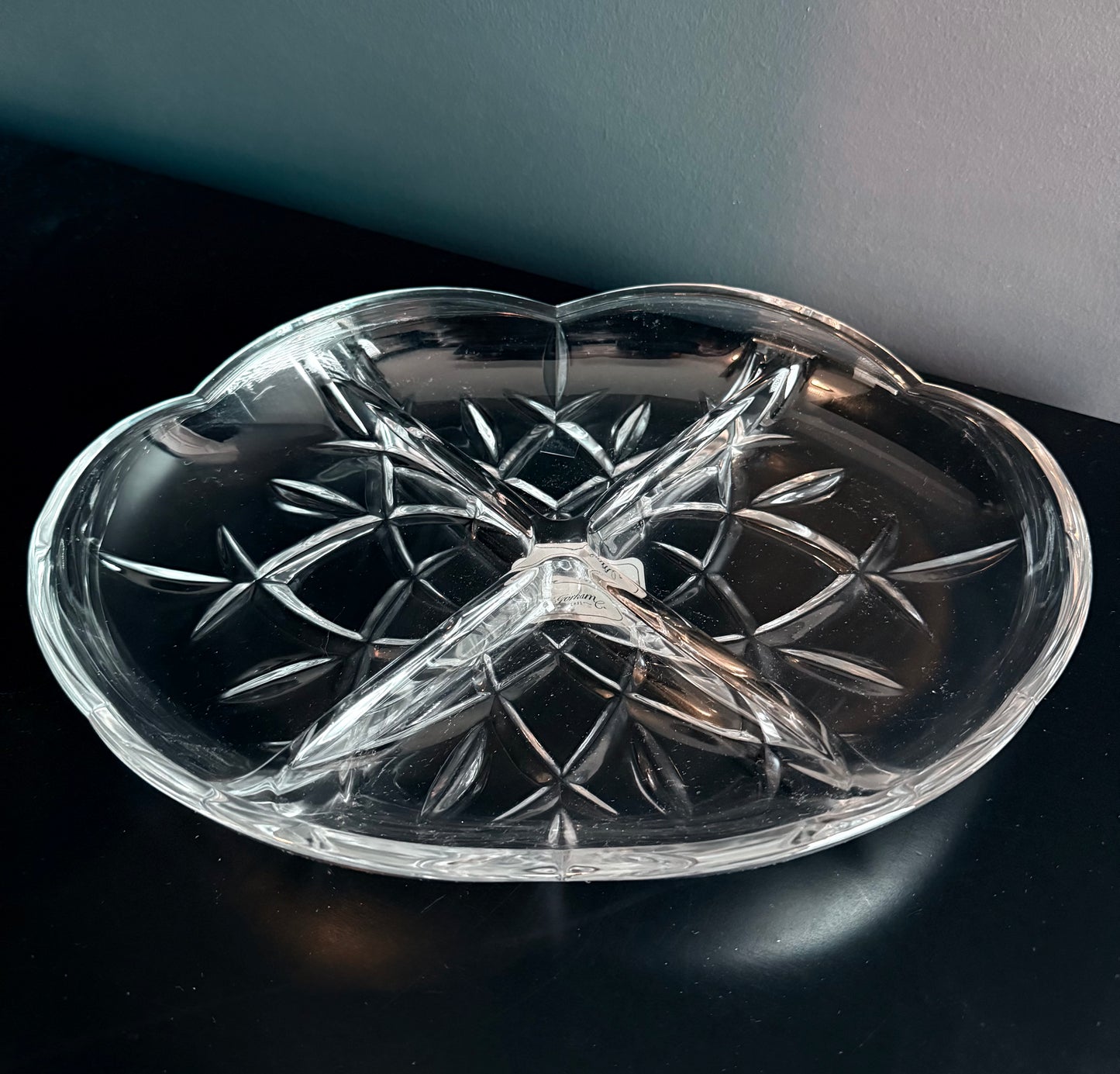 Gorham 1831 Lady Anne Crystal Serving Dish and Set of 4 Coasters