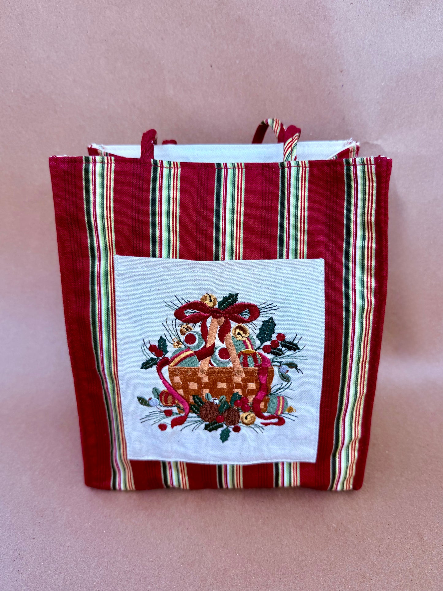 Longaberger Holiday Stripe Tote Bag from 2005
