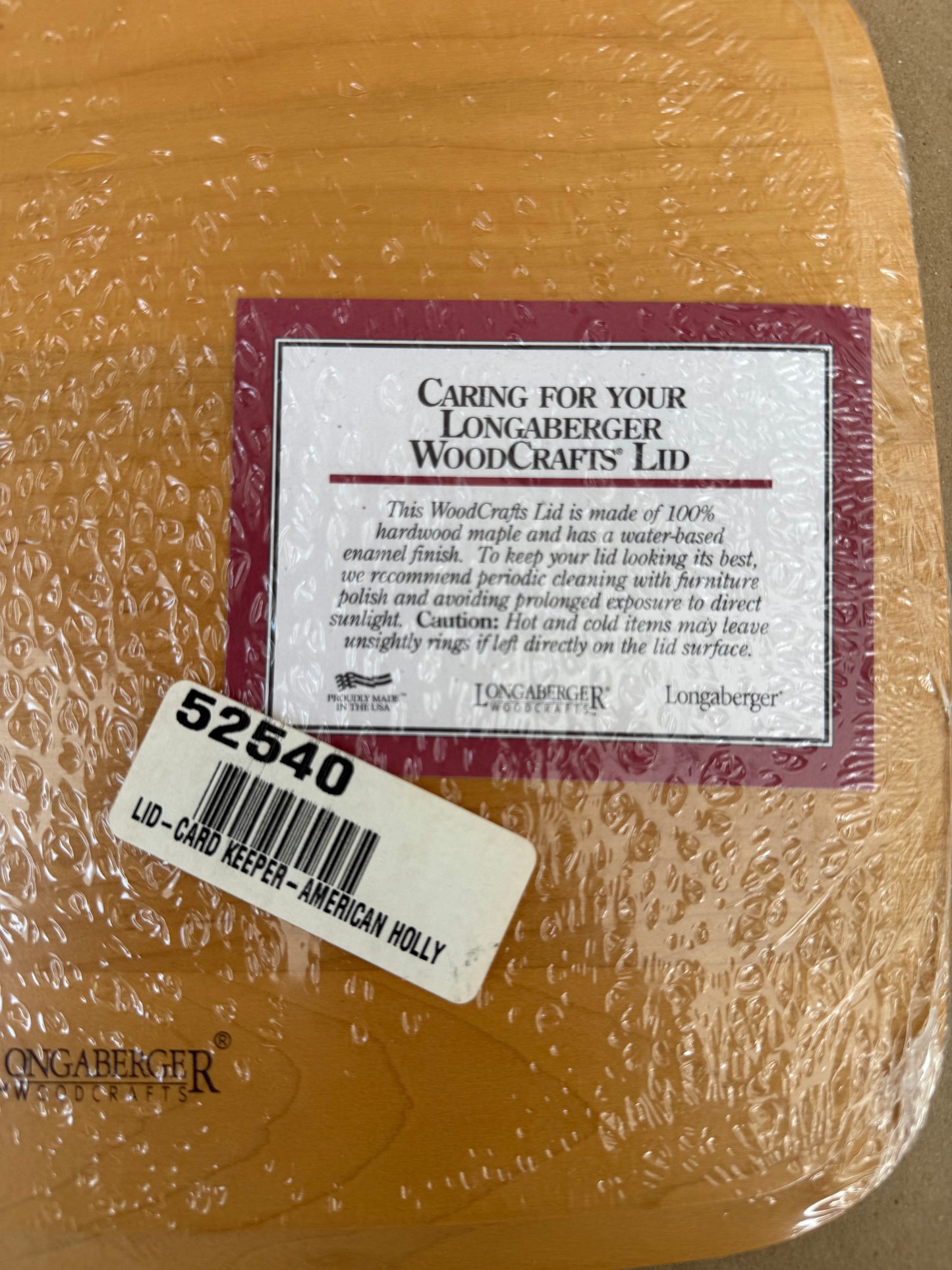 Longaberger Wooden Lid for Card Keeper Basket