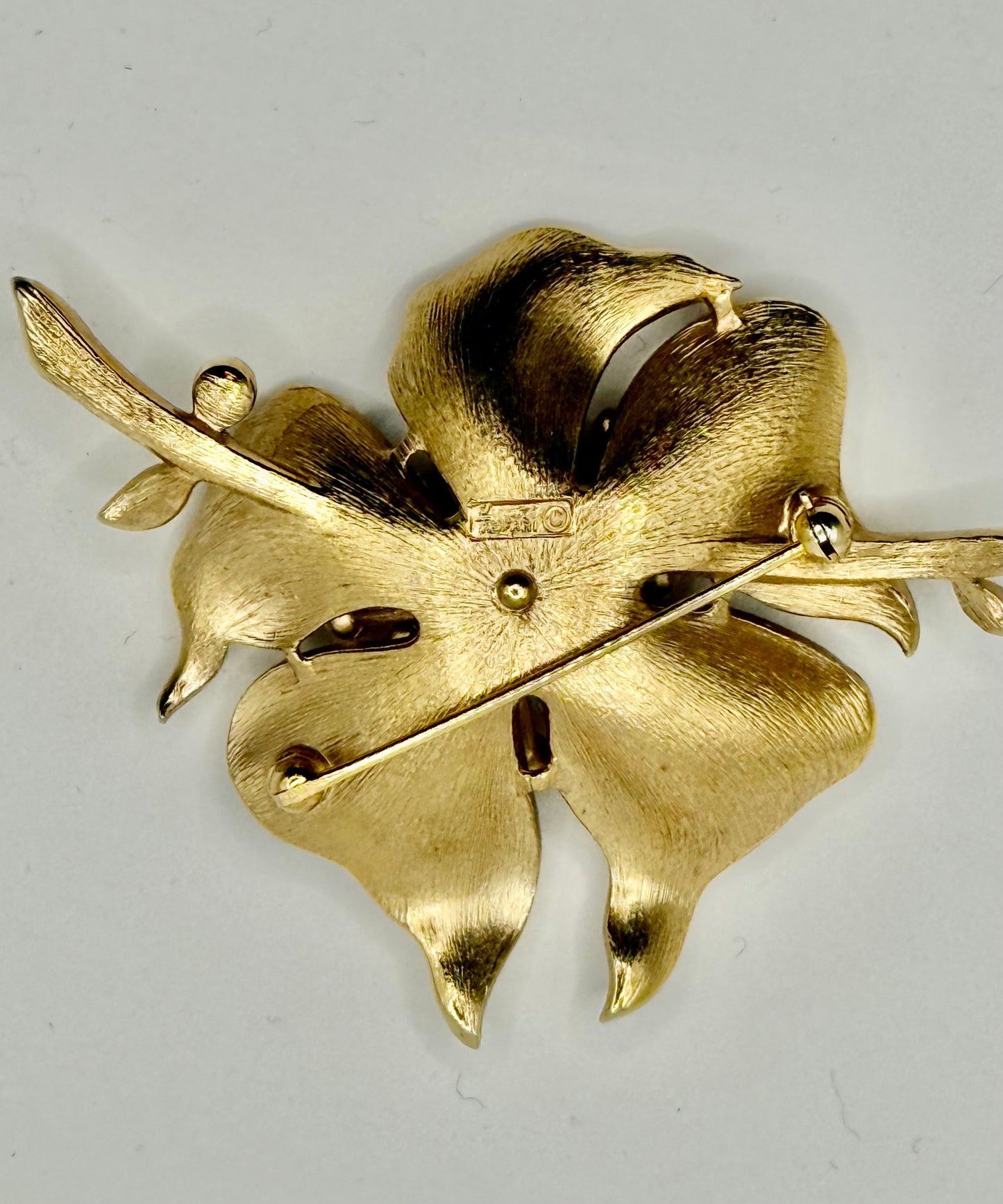 Vintage Crown Trifari Faux Pearl Flower Brooch