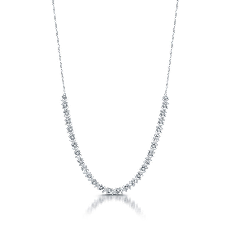 1/2 Cttw Diamond and .925 Sterling Silver "XOXO" 18 inch Necklace