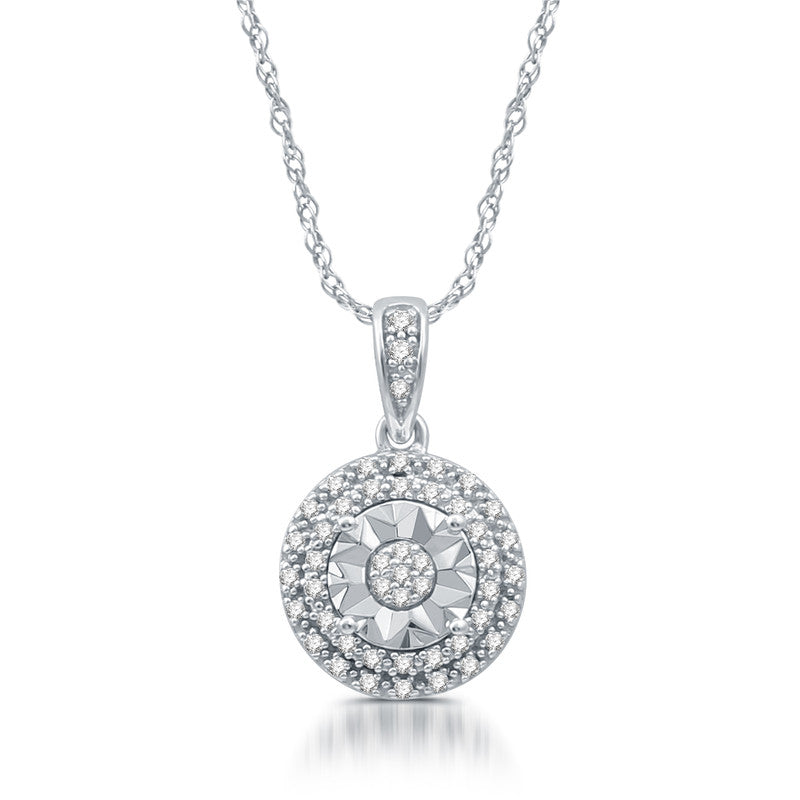 1/10 Cttw Diamond Round Pendant in Sterling Silver