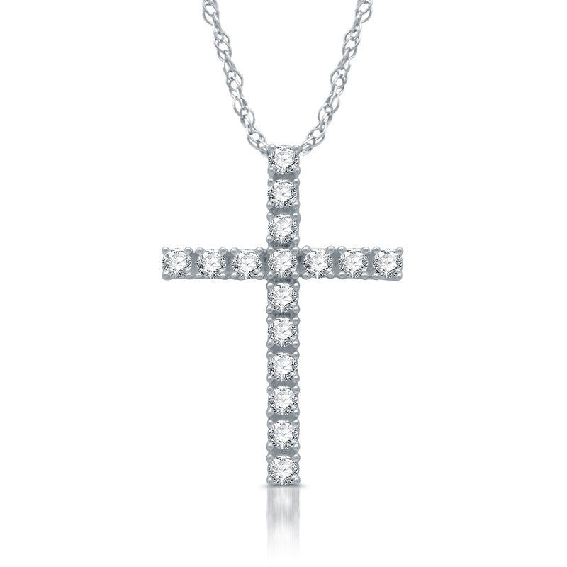 1/2 Cttw Diamond Cross Sterling Silver Pendant
