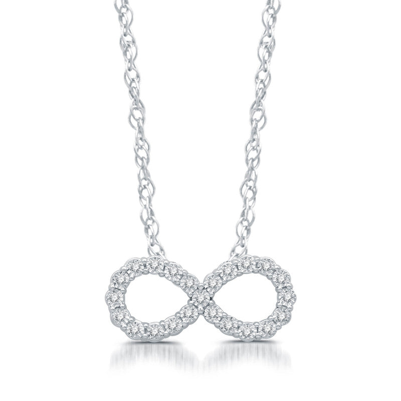 1/10 Cttw Diamond Infinity Pendant in Silver