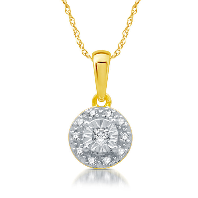 Diamond Accent Gold plated Silver Round Pendant