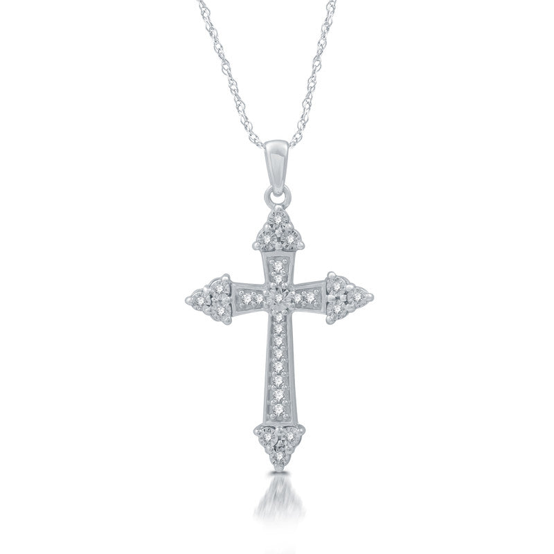 1/10 Cttw Tri-side Sterling Silver Diamond Pendant