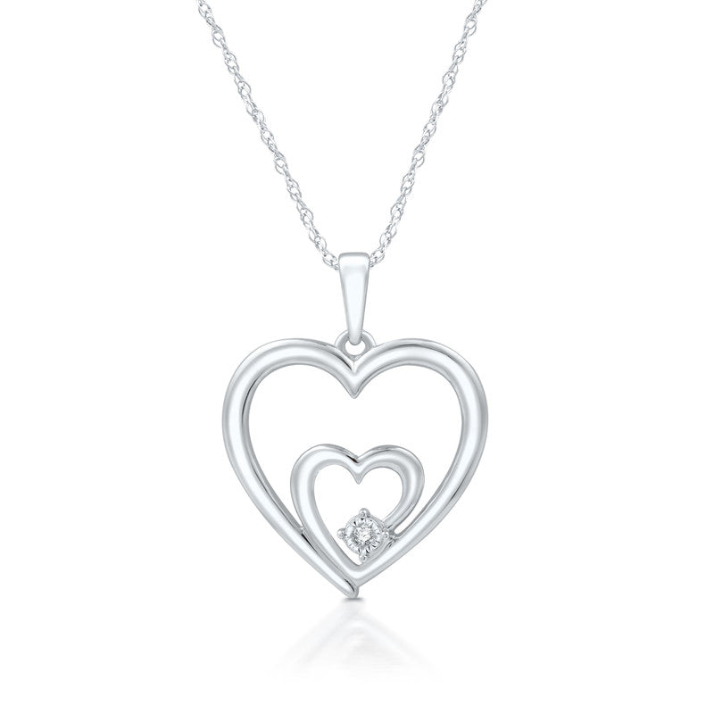 Diamond Accent Double Heart SterlingSilver Pendant