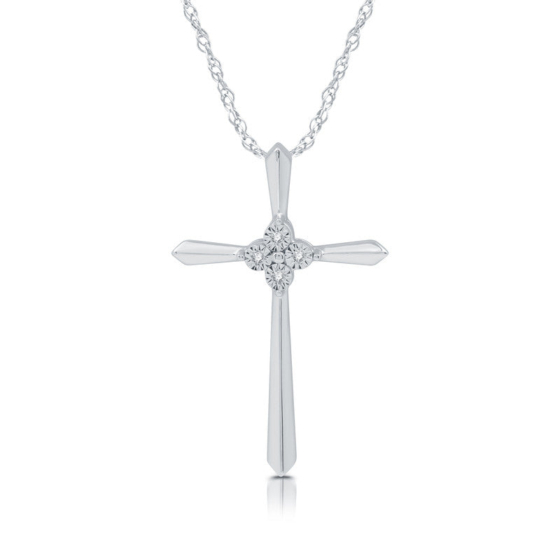 Cross Pendant with Diamond Accents Crafted in Sterling Silver