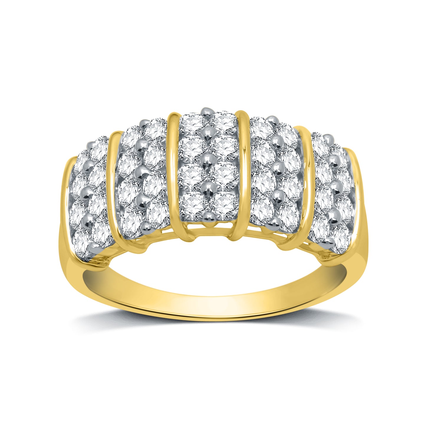 1.00 Cttw Diamond and Gold over Silver Ring - Size 7