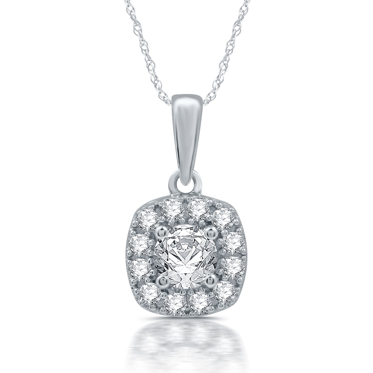 0.58 Cttw Lab-Grown Diamond and Lab-Created White Sapphire Pendant on 18" Chain