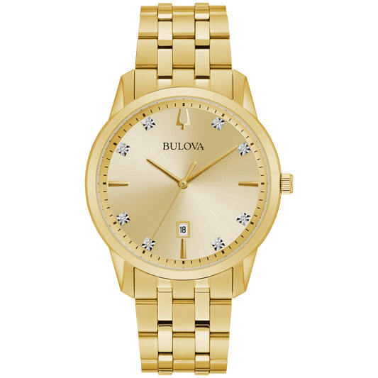 Bulova Sutton Men's Classic Watch With Diamond-Accents and  Gold-Tone Stainless Steel Bracelet - 40mm Refurbished