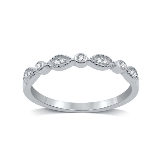 Lovely Diamond Accent Sterling Silver Band-Size 7