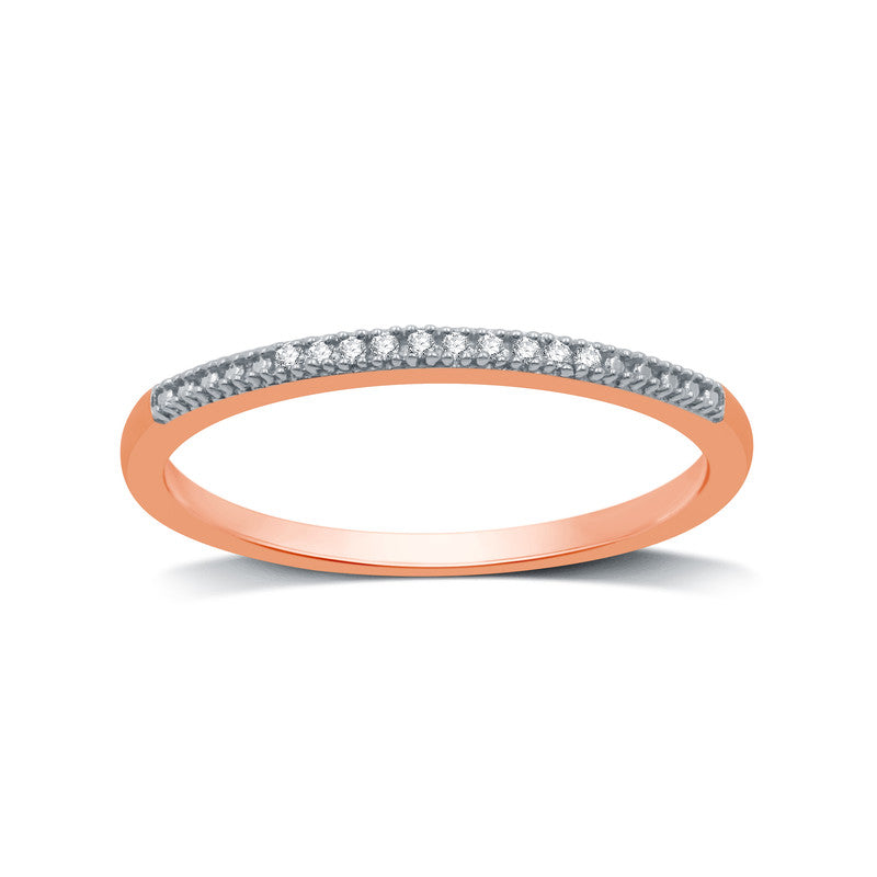 14K Rose Gold Plated .925 Sterling Silver and Diamond Accent Stackable Band