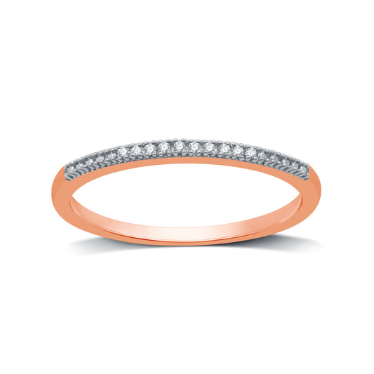 14K Rose Gold Plated .925 Sterling Silver and Diamond Accent Stackable Band