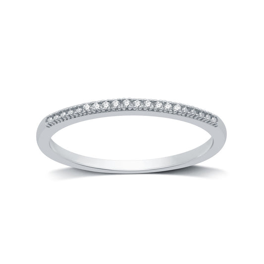 .925 Sterling Silver and Diamond Accent Stackable Band