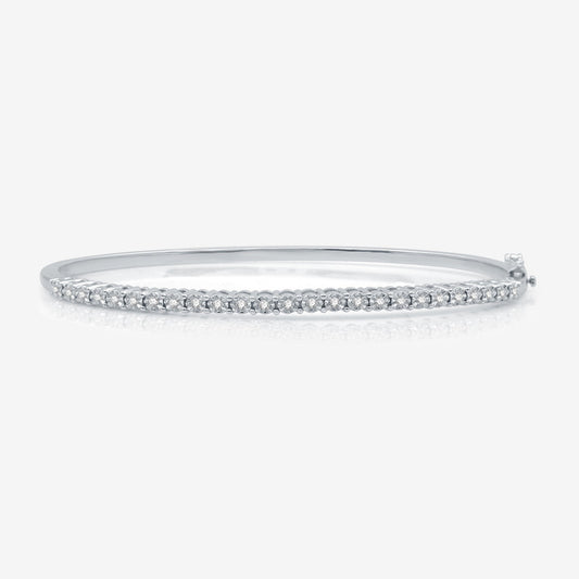 1/4 Cttw Diamond Bangle Sterling Silver Bracelet