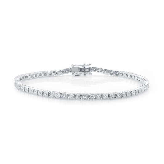 1/4Cttw Diamond Round MiraclePlate Silver Bracelet