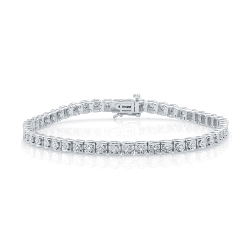 1/4 Cttw Diamond Miracle Plate Silver Bracelet