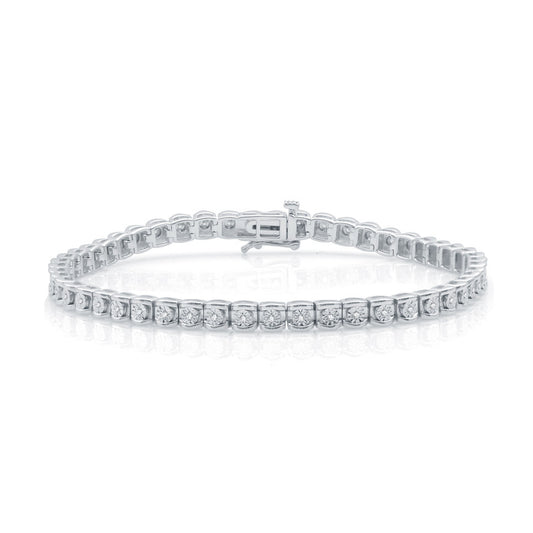 1/4 Cttw Diamond Miracle Plate Silver Bracelet