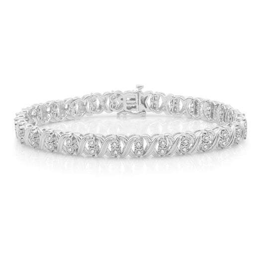 1/2 Cttw Diamond Miracle Plate Silver Bracelet