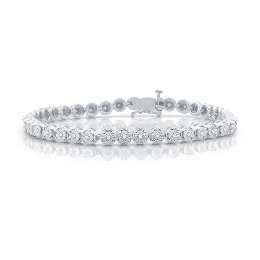 1/2 Cttw Diamond Miracle Plate .925 Sterling Silver Tennis Bracelet