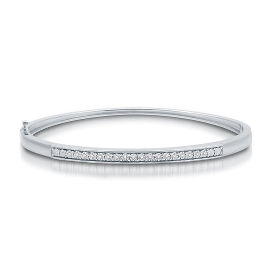 1/10 Cttw Diamond Silver Bangle Bracelet