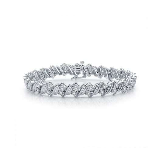 1 Cttw Diamond Miracle Plate Silver Bracelet