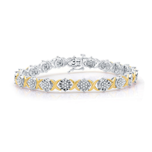 1 Cttw XO Gold over Silver Diamond Bracelet