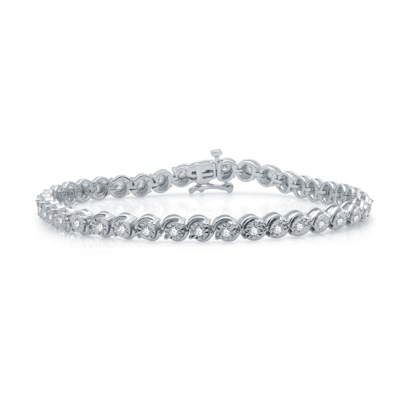 1 Cttw Diamond Miracle Plate Silver Bracelet