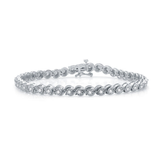 1 Cttw Diamond Miracle Plate Silver Bracelet