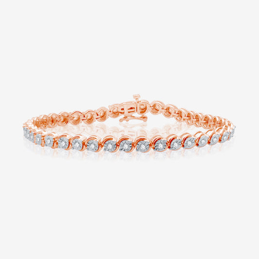 1 Cttw Diamond Rose Gold over Silver Bracelet