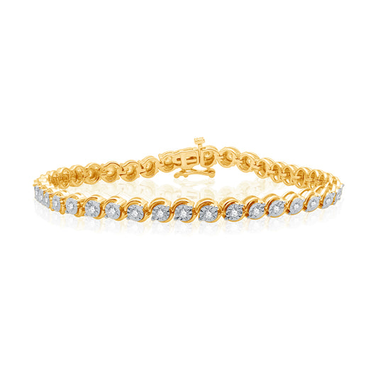 1 Cttw Diamond Gold over Sterling Silver Bracelet