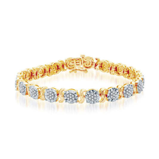 1 Cttw Diamond Yellow Gold over Silver Bracelet