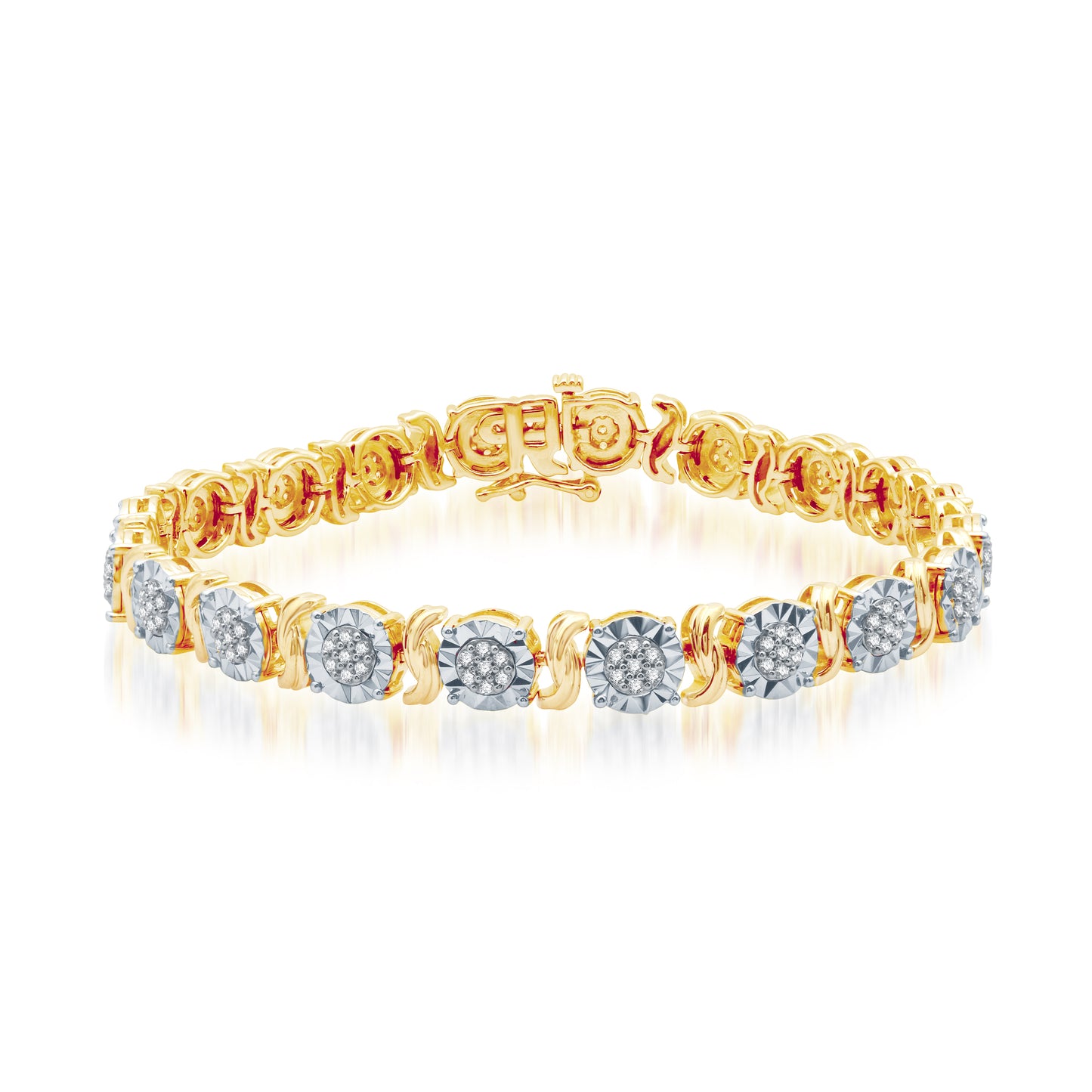 1 Cttw Diamond 14K Yellow Gold Plated .925 Sterling Silver Bracelet