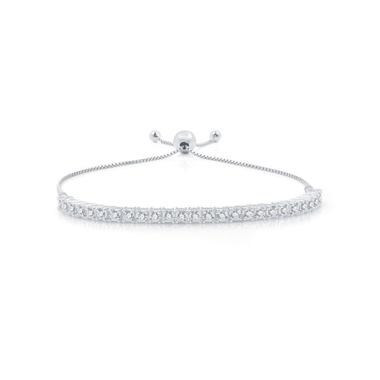 1/2 Cttw Diamond Bolo Sterling Silver Bracelet