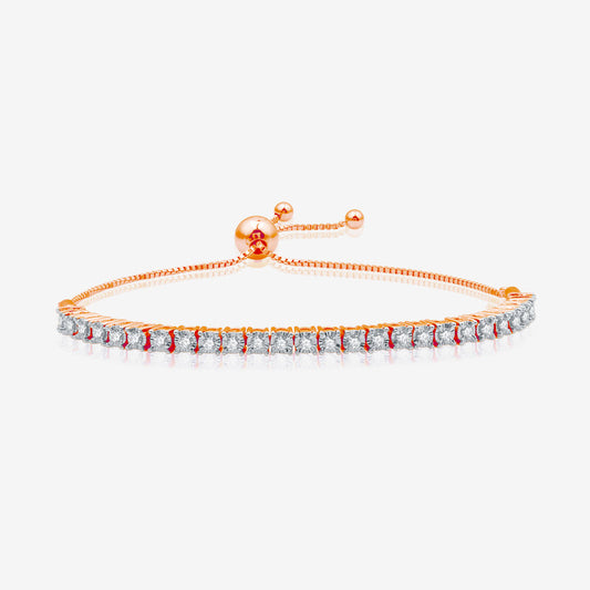 1/2Cttw Diamond Bolo Rose Sterling Silver Bracelet