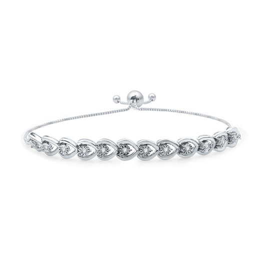 1/4 Cttw Diamond Bolo Sterling Silver Bracelet