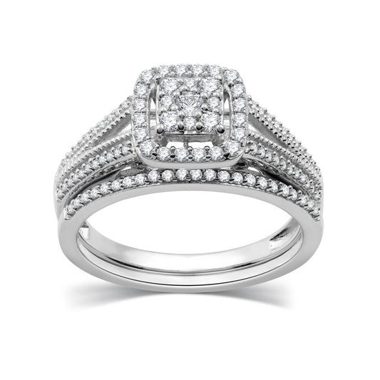 1/2 Cttw Diamond Bridal Set in Silver - Size 7